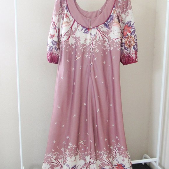 VINTAGE Boho Floral Maxi Dress Mumu Tunic - Picture 3 of 8